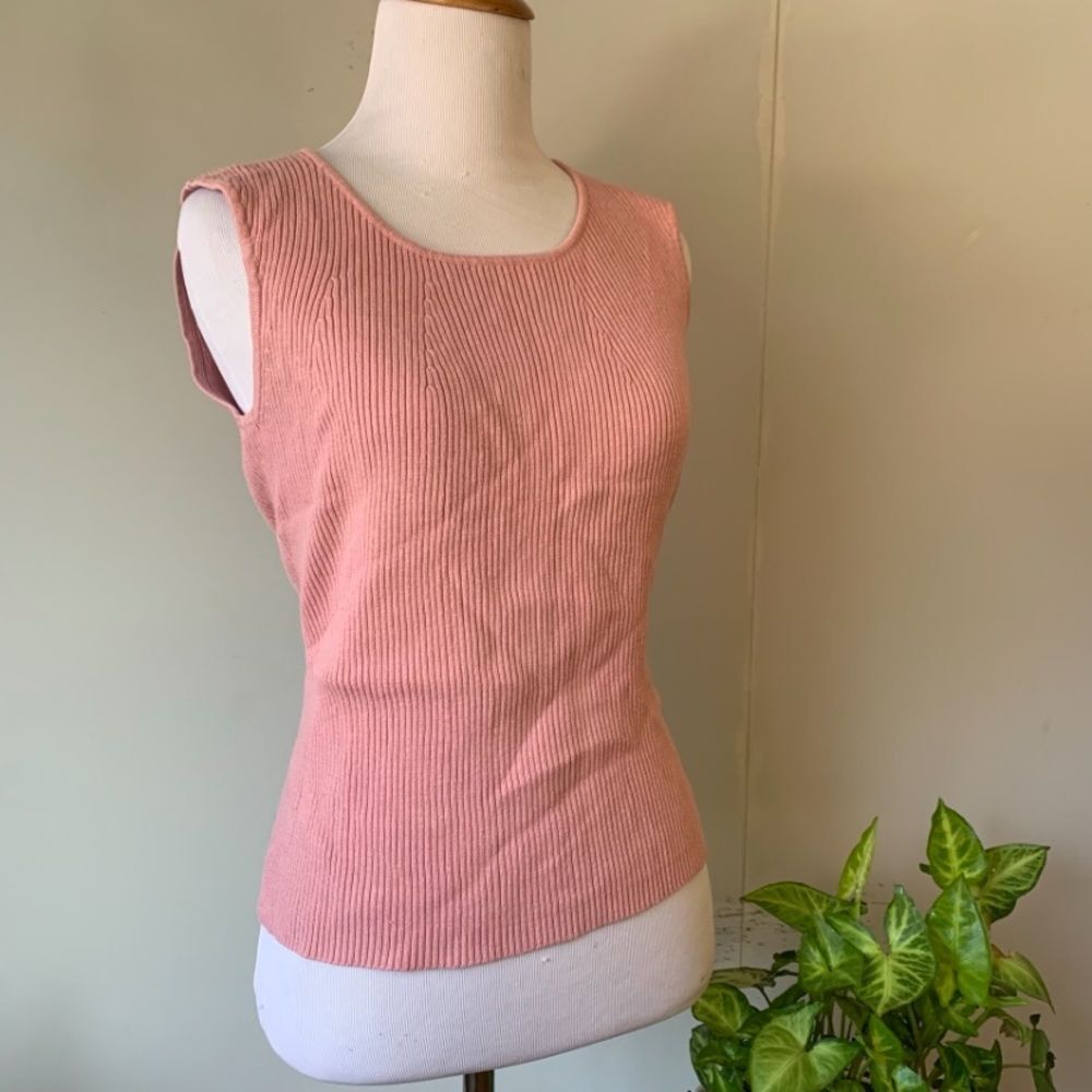 Vintage MP Casual Corner ANNEX Dusty Rose Blush Pink Knit Sleeveless Tank